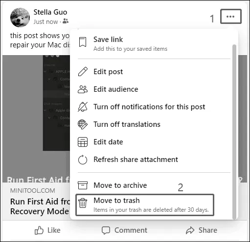How to recover deleted status on facebook? photo 3